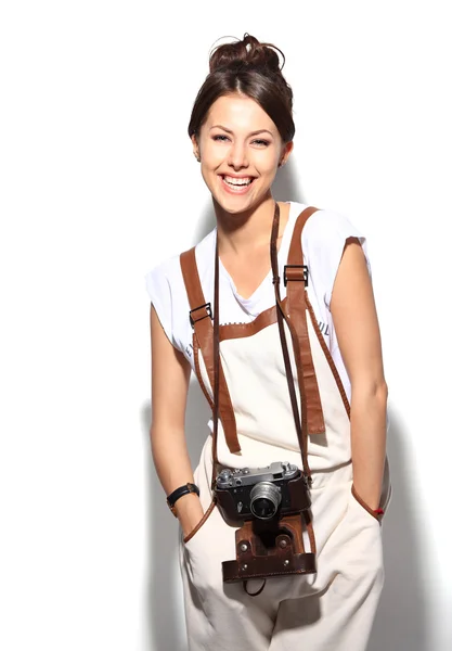 Young woman with acamera — Stock Photo, Image