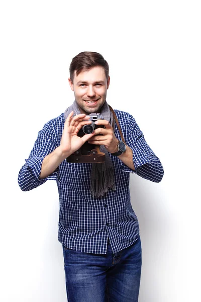 Fotógrafo turístico feliz hombre —  Fotos de Stock