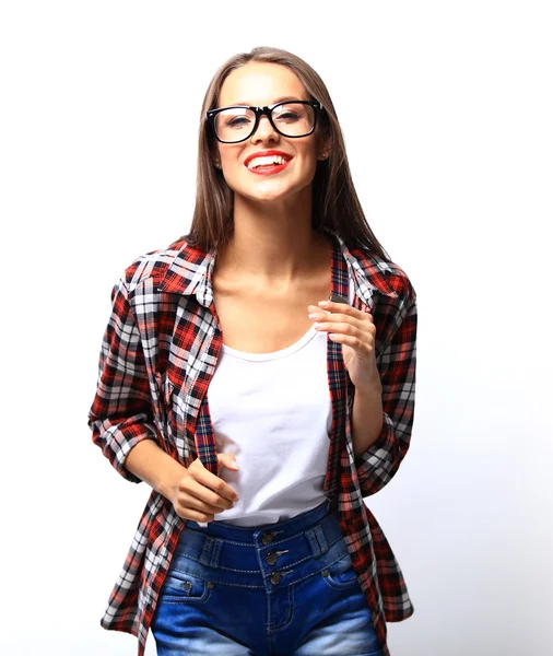 Young woman with red lips — Stock Photo, Image