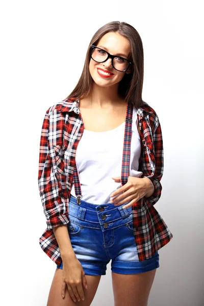 Young woman with red lips — Stock Photo, Image