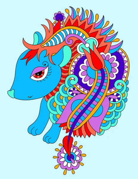 Mooie egel etnische doodle tekening, vector illustratie — Stockvector