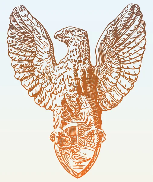 Digitale tekening van heraldische sculptuur Eagle in Rome, Italië — Stockvector