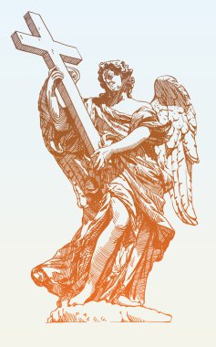 drawing marble statue of angel from the SantAngelo Bridge in clipart