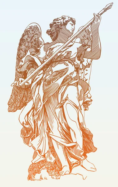Boceto original dibujo digital de ángel estatua de mármol — Archivo Imágenes Vectoriales