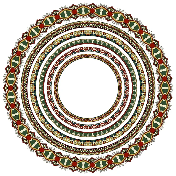 Set aus runden geometrischen Rahmen, Ornament an der Kreisgrenze — Stockvektor