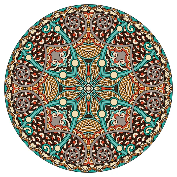 曼荼罗，圆形装饰精神印度符号的莲花流 — 图库矢量图片