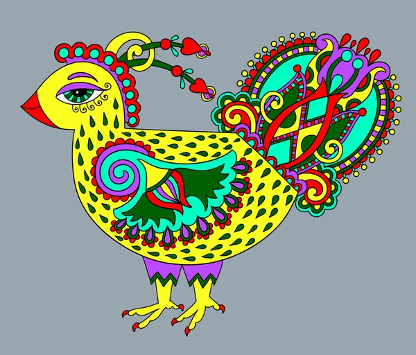 Dibujo retro original del pollo de la historieta, símbolo del año nuevo 2017 — Vector de stock