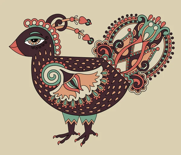 Original retro cartoon chicken drawing, symbol of 2017 new year — 图库矢量图片