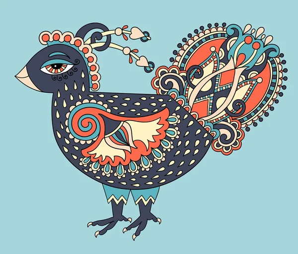 Original retro cartoon chicken drawing, symbol of 2017 new year — Stock vektor