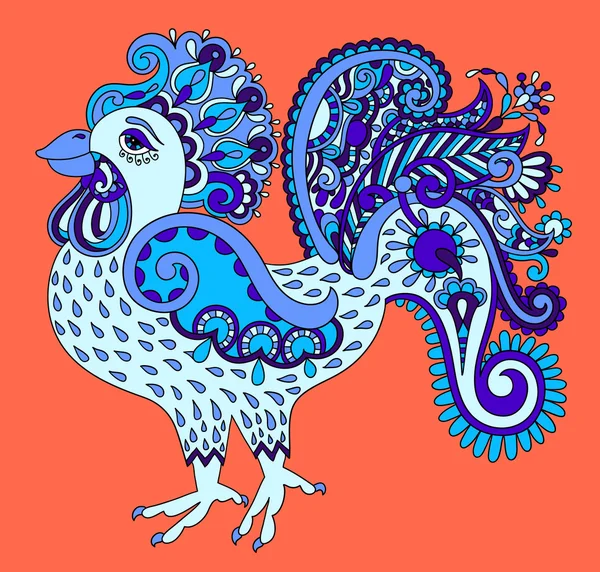 Original retro cartoon chicken drawing, symbol of 2017 new year — Stok Vektör