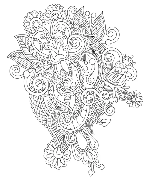 Original mão desenhar linha arte ornamentado flor design — Vetor de Stock