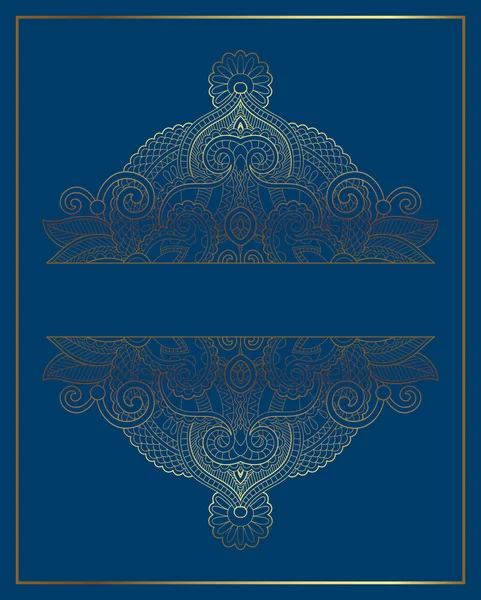 Fundo ornamental floral elegante, decoração dourada em azul —  Vetores de Stock