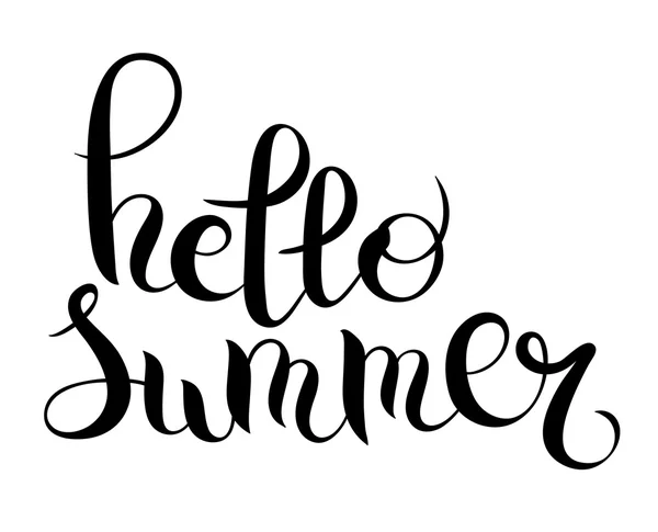 Hello summer hand written lettering inscription — Stock Vector