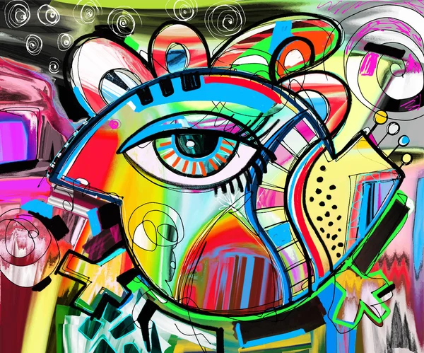 Originele compositie van de abstractie van doodle vogel, digitale paintin — Stockvector