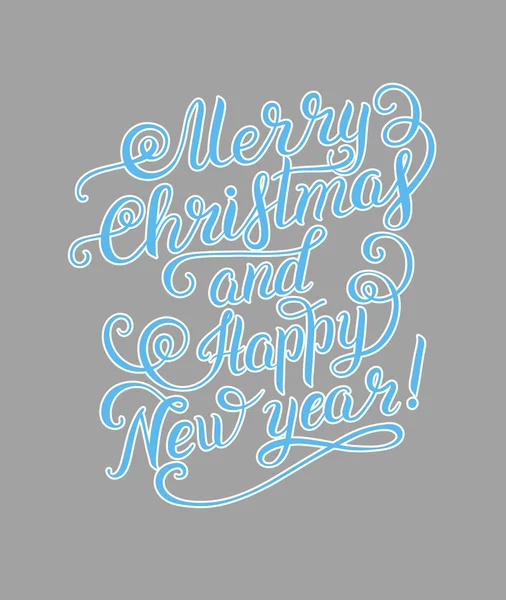 Veselé Vánoce a šťastný nový rok kaligrafické ruční nápisy — Stockový vektor