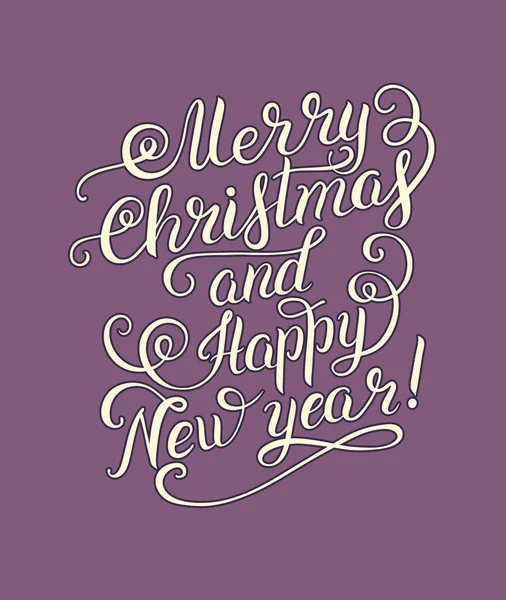 Merry Christmas en Happy New Year kalligrafische hand belettering — Stockvector