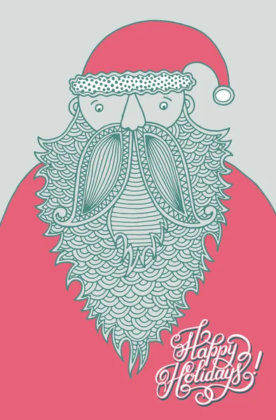 Santa Claus, moderne grafische stijl, met de hand belettering inscripti — Stockvector