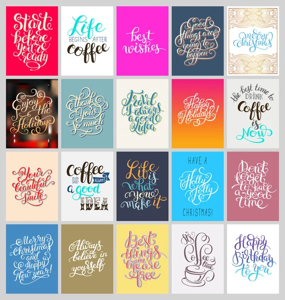 Set of calligraphy posters with hand lettering motivational and — Stock Vector