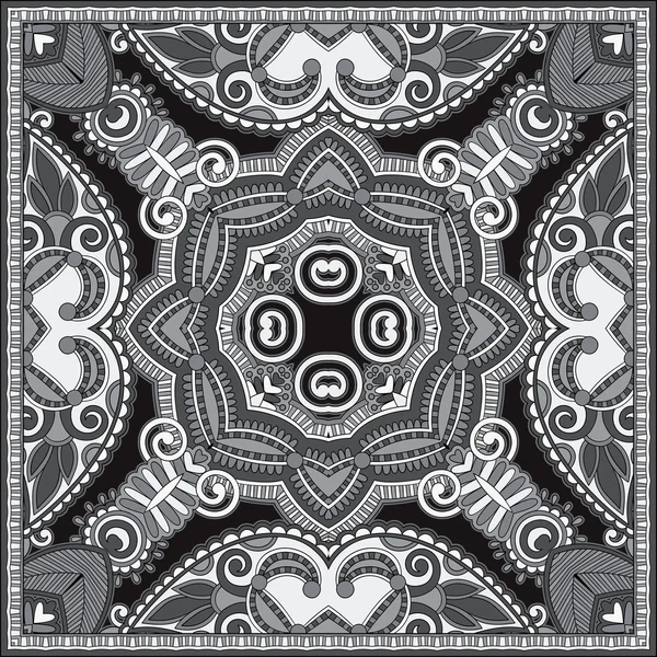 Zwart-wit authentiek zijden hals sjaal of Bandana Square Pat — Stockvector