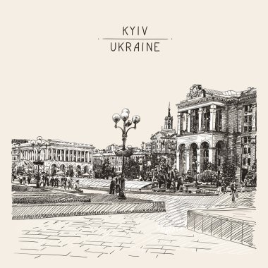 sketch digital drawing of Khreshchatyk the main street of the Uk clipart