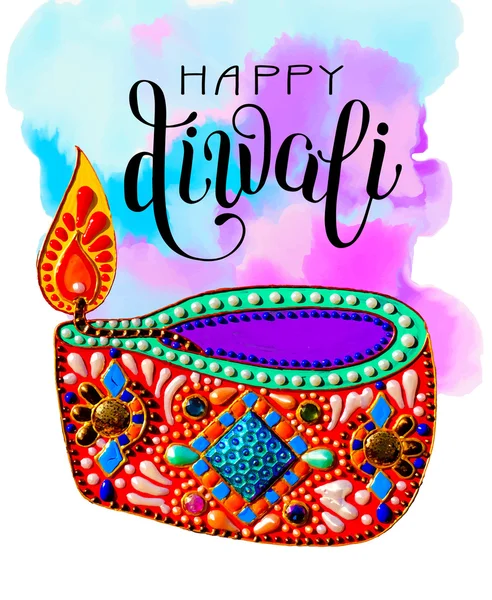 Originelle Grußkarte zum deepavali Festival mit Diya Juwelen pa — Stockvektor