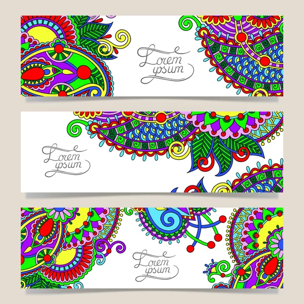 Conjunto de banner modelo de flor decorativa — Vetor de Stock