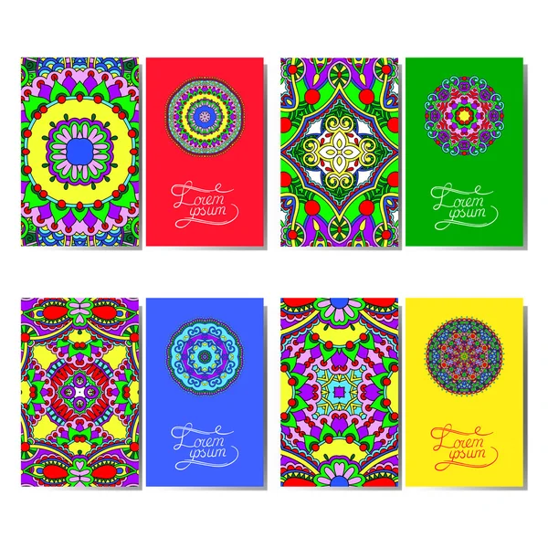 Colección de tarjetas florales ornamentales, patrón oriental — Vector de stock