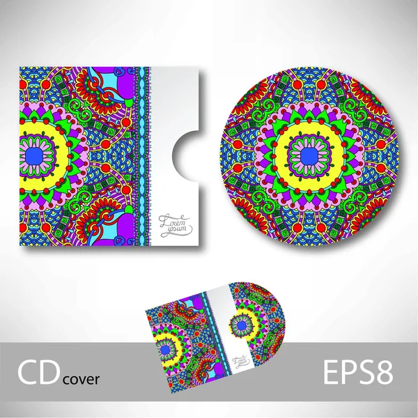 ウクライナのエスニック風飾り cd カバーのデザイン テンプレート — ストックベクタ