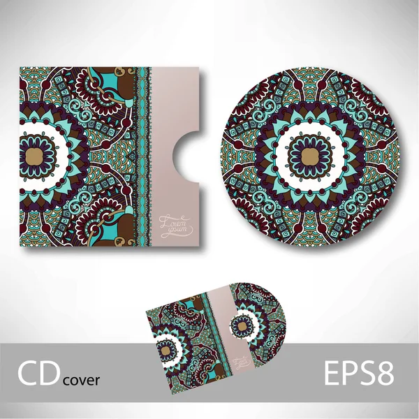 CD cover design template with ukrainian ethnic style ornament — Stock Vector