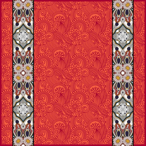 Franja de borde de encaje en fondo floral ornamentado, vector illustrat — Vector de stock