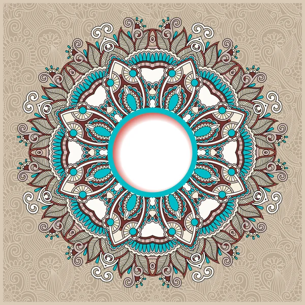 Motif rond floral dans le style ethnique oriental ukrainien — Image vectorielle