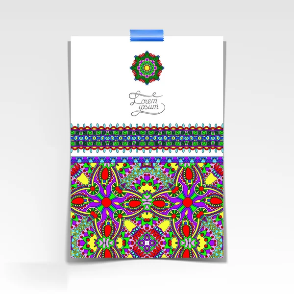 Διακοσμητικό φύλλο χαρτιού με ανατολίτικα floral σχέδιο — Διανυσματικό Αρχείο