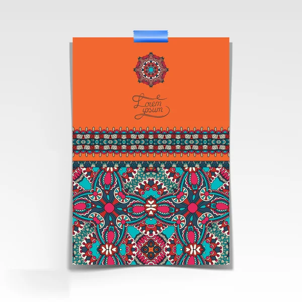 Dekoratives Blatt Papier mit orientalischem Blumenmuster — Stockvektor