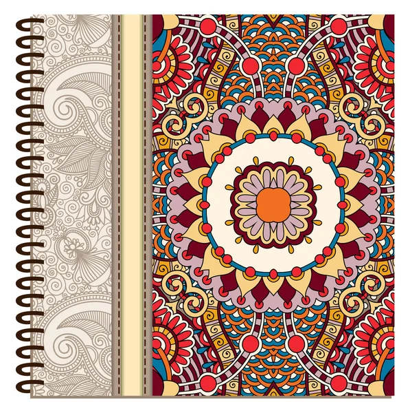 Projeto de capa de caderno ornamental espiral — Vetor de Stock