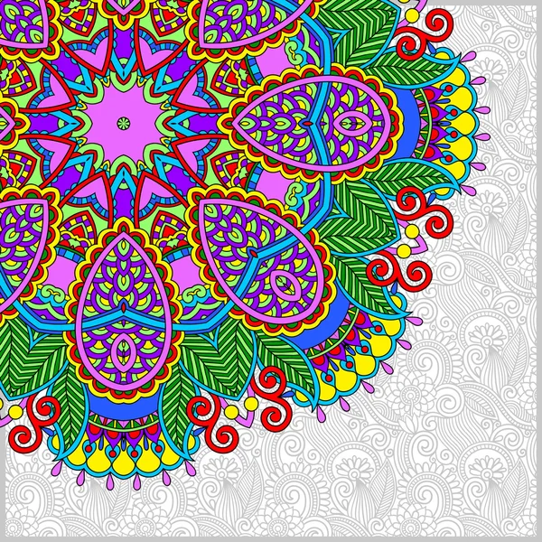 Motif rond floral dans le style ethnique oriental ukrainien — Image vectorielle