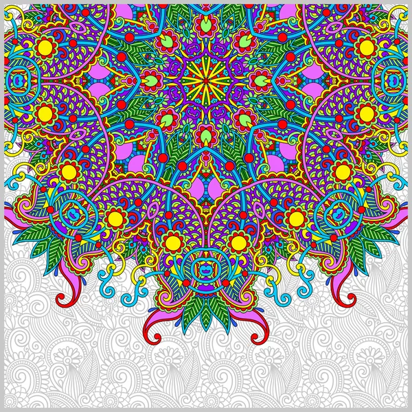 Patrón redondo floral en estilo étnico oriental ucraniano — Vector de stock