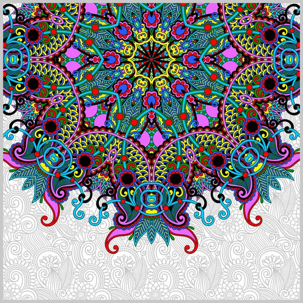 Floral round pattern in ukrainian oriental ethnic style — Stock Vector