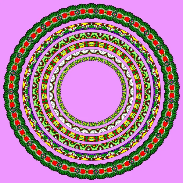 Jogo de armações geométricas redondas, ornamento de borda de círculo, vetor — Vetor de Stock