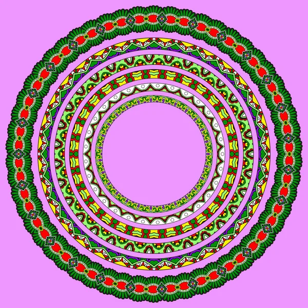 Reihe von runden geometrischen Rahmen, Ornament des Kreisrandes, Vektor — Stockvektor