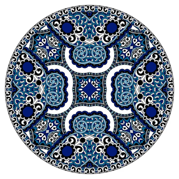 Декоративне оформлення кругової тарілки, круглий геометричний патерн — стоковий вектор
