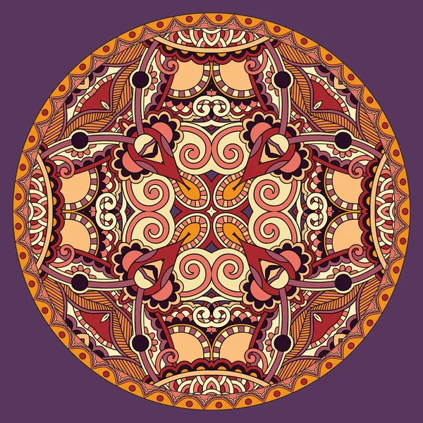 Decorative design of circle dish template, round geometric patte — Stock Vector
