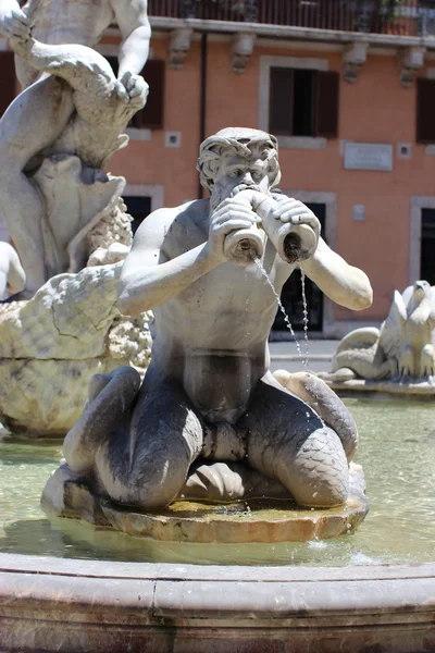 Architecturale details van fontana del moro of moro fontein. Rome — Stockfoto