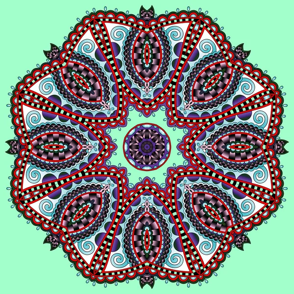 Kruhový krajkový ornament, kruhový ornamentální geometrický doily vzor — Stockový vektor