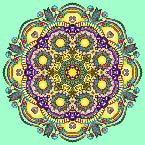 Cirkel spets prydnad, runda prydnad geometriska doily mönster — Stock vektor