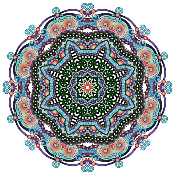 Cerchio ornamento di pizzo, rotondo ornamentale modello Centrino geometrico — Vettoriale Stock
