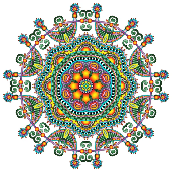 Cirkel kant ornament, ronde sier geometrische kleedje patroon — Stockvector