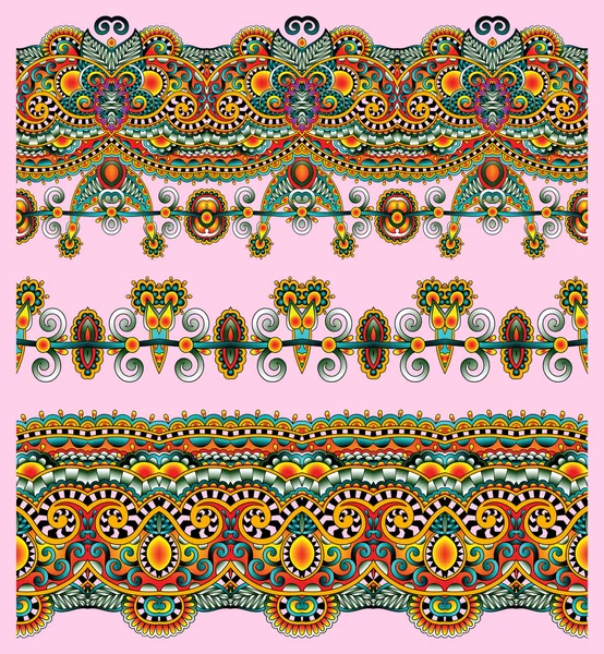 Collection de rayures florales ornementales sans couture — Image vectorielle
