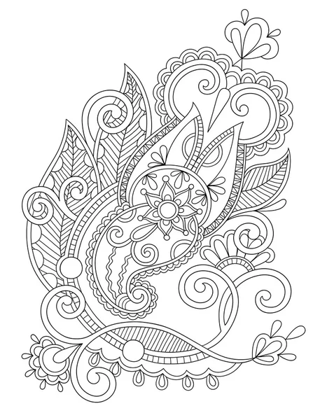 Original mão desenhar linha arte ornamentado flor design — Vetor de Stock