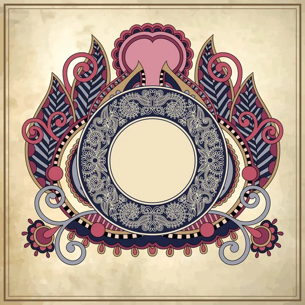 Floral circle frame on grunge paper background, page decoration — Stock Vector