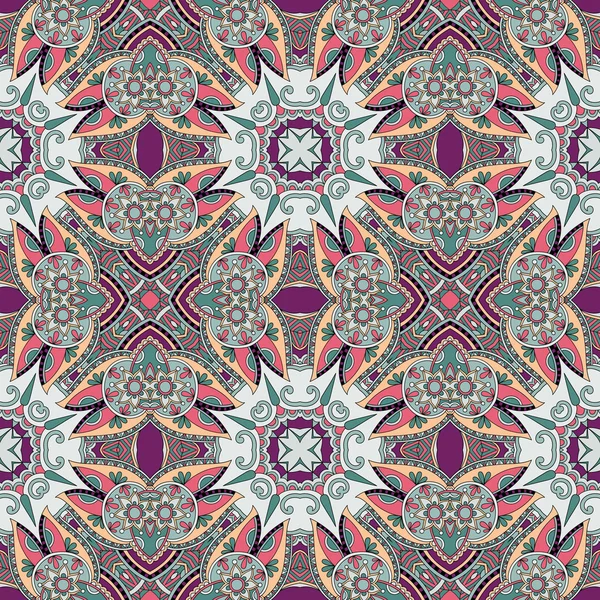 Geometría vintage floral patrón sin costuras — Vector de stock